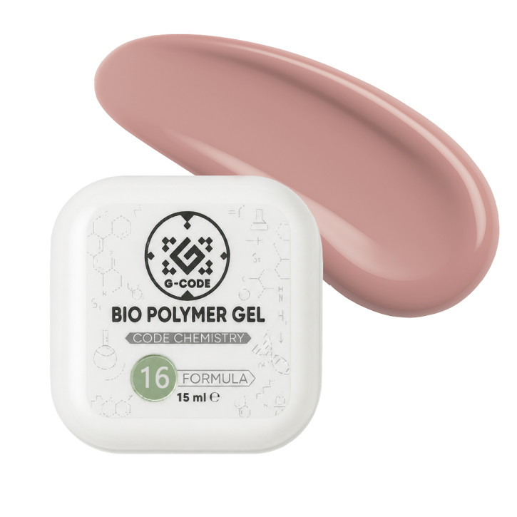Bio Polymer Gel G-Code— біо-полімерний гель для укріплення та нарощування нігтів (професійний) #16